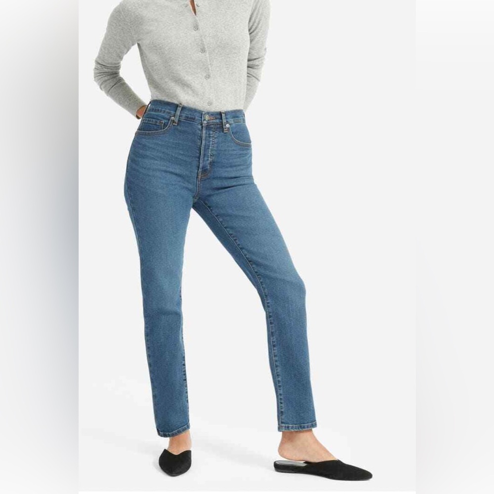 Everlane slim straight jeans medium blue